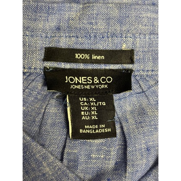 Womens Jones New York Blue Linen Button-Down Shirt Size XL - Picture 5 of 8